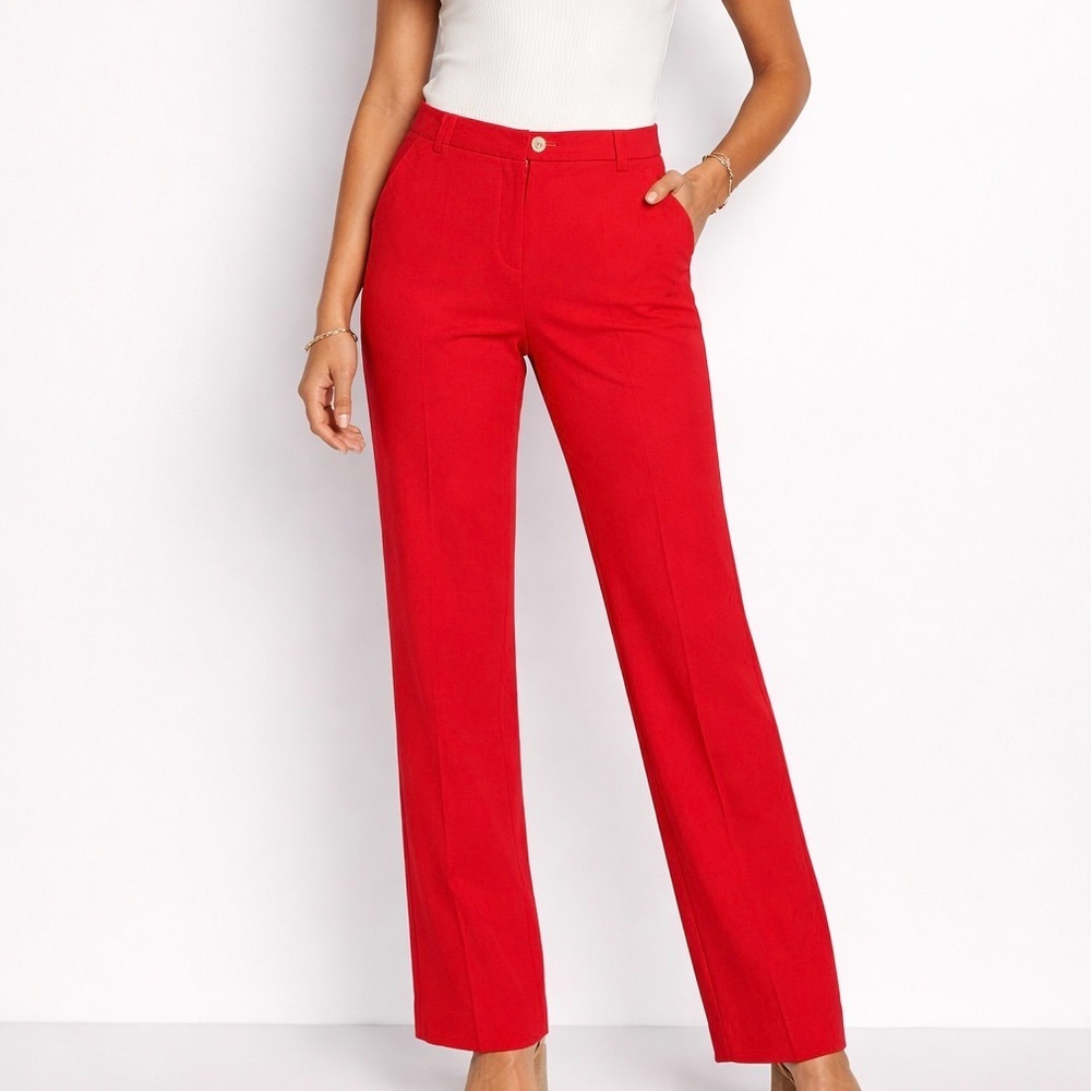 H&M Red Straight-Leg Pants